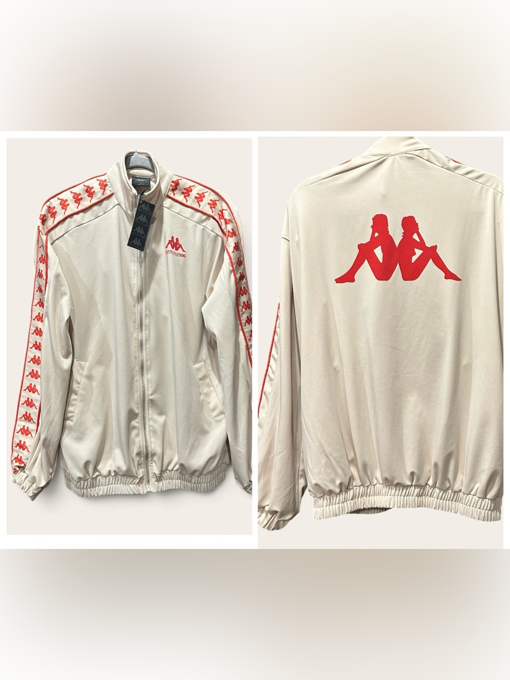 PrettyLittleThing x Kappa track jacket featuring red Omini logo Unisex Size Smal